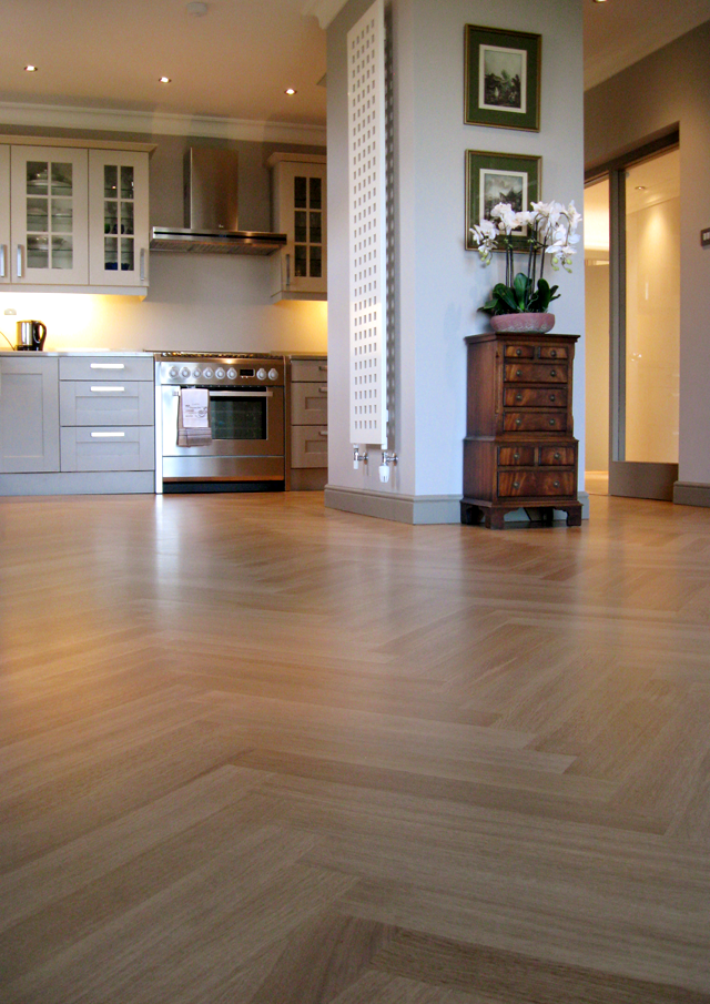 Pembroke Park acoustic oak herringbone flooring